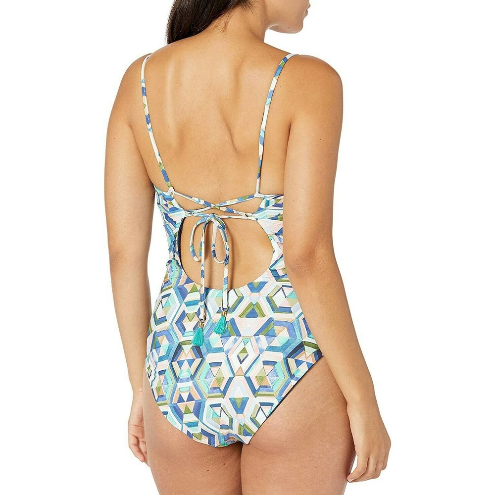La Blanca Riviera Geometric Cross Back One-Piece NOWT Swimsuit, US 6
